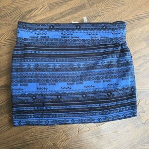 Active Basic Blue and Black Patterned Mini Skirt